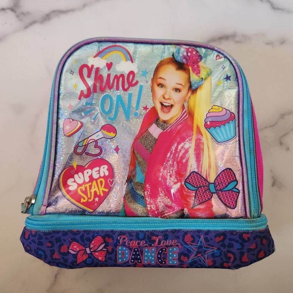 Jojo Siwa insulated school lunchbag girls peace love dance glam double compartme